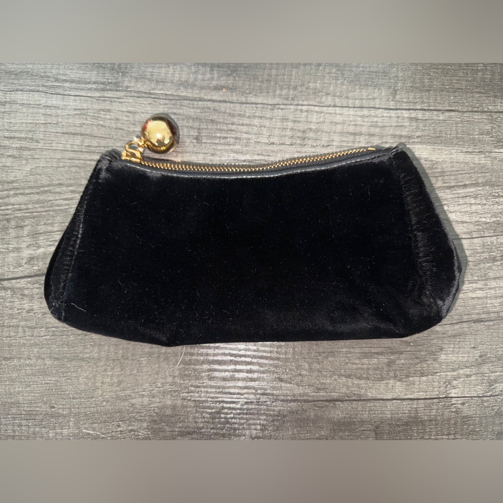 Henri Bendel Black Velvet Gold Clutch Bag